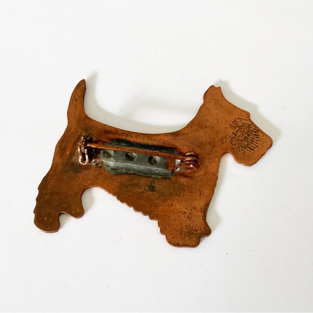 Vintage solid copper Scotty dog brooch pin - Picture 2 of 5